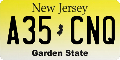 NJ license plate A35CNQ