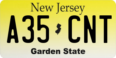 NJ license plate A35CNT
