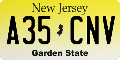 NJ license plate A35CNV