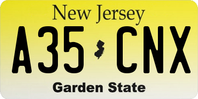 NJ license plate A35CNX