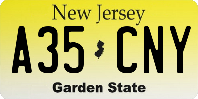 NJ license plate A35CNY