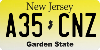 NJ license plate A35CNZ