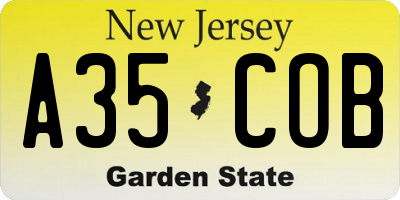 NJ license plate A35COB