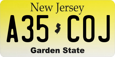 NJ license plate A35COJ