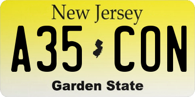 NJ license plate A35CON