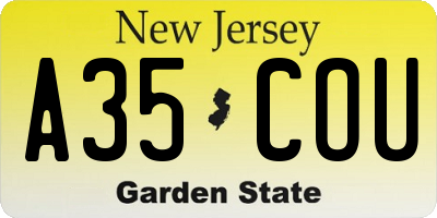 NJ license plate A35COU