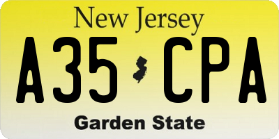 NJ license plate A35CPA