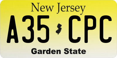 NJ license plate A35CPC