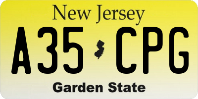 NJ license plate A35CPG