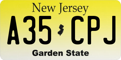 NJ license plate A35CPJ