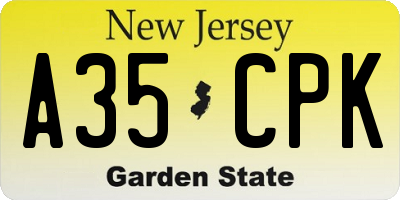 NJ license plate A35CPK