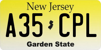 NJ license plate A35CPL