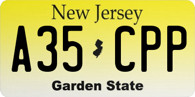 NJ license plate A35CPP