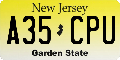 NJ license plate A35CPU