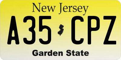NJ license plate A35CPZ