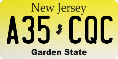 NJ license plate A35CQC