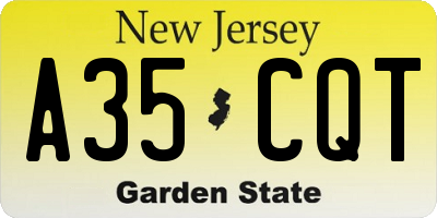NJ license plate A35CQT