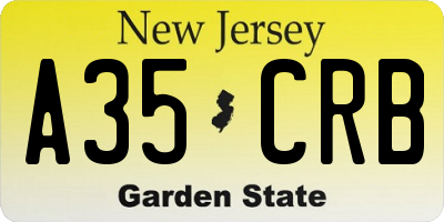 NJ license plate A35CRB