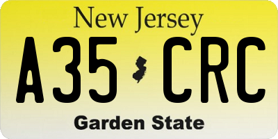 NJ license plate A35CRC