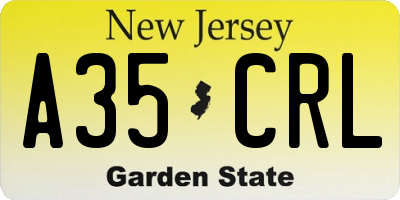 NJ license plate A35CRL
