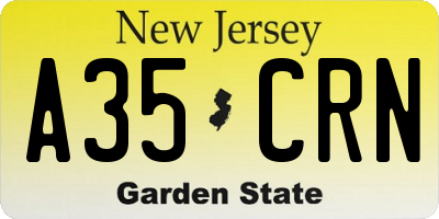 NJ license plate A35CRN