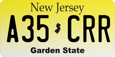 NJ license plate A35CRR