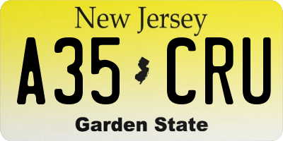 NJ license plate A35CRU