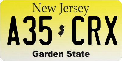NJ license plate A35CRX