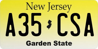 NJ license plate A35CSA