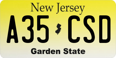 NJ license plate A35CSD