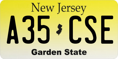 NJ license plate A35CSE