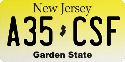 NJ license plate A35CSF