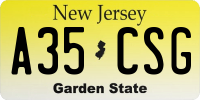 NJ license plate A35CSG