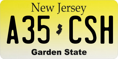 NJ license plate A35CSH