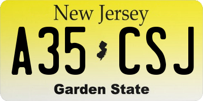 NJ license plate A35CSJ