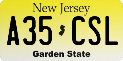 NJ license plate A35CSL