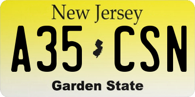 NJ license plate A35CSN