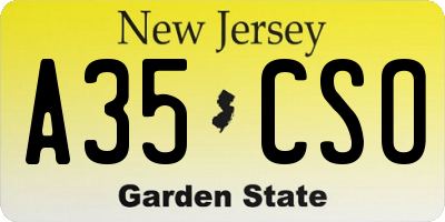 NJ license plate A35CSO