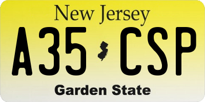 NJ license plate A35CSP