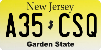 NJ license plate A35CSQ