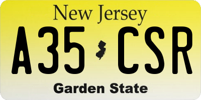 NJ license plate A35CSR