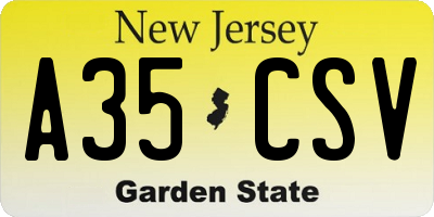 NJ license plate A35CSV