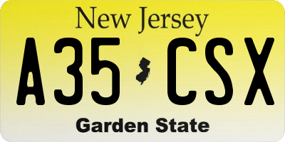 NJ license plate A35CSX