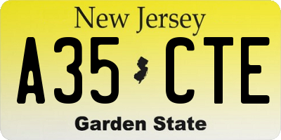 NJ license plate A35CTE