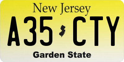 NJ license plate A35CTY