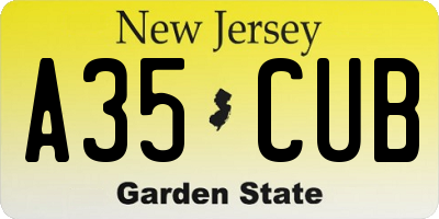 NJ license plate A35CUB
