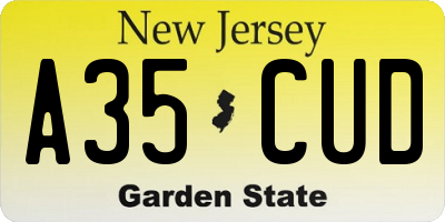 NJ license plate A35CUD