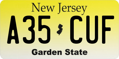 NJ license plate A35CUF