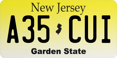 NJ license plate A35CUI