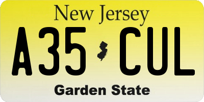 NJ license plate A35CUL